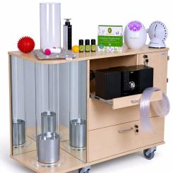 MEDICART® Snoezelwagen V21, Farbe Ahorn, Komplett mit Wassersäule und Zubehörset 