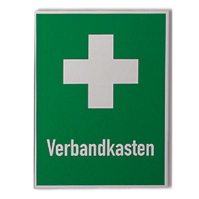 Rettungzeichen Verbandkasten, grün, alu 