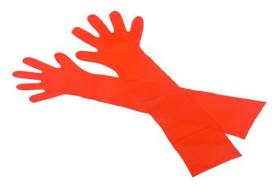 PE-Veterinärhandschuhe, Orange, Länge 900 mm, 50 Stück / Pack 