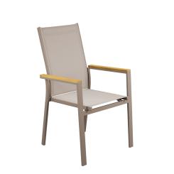 Terassenstuhl Dego mit Armlehnen, Farbe Taupe 